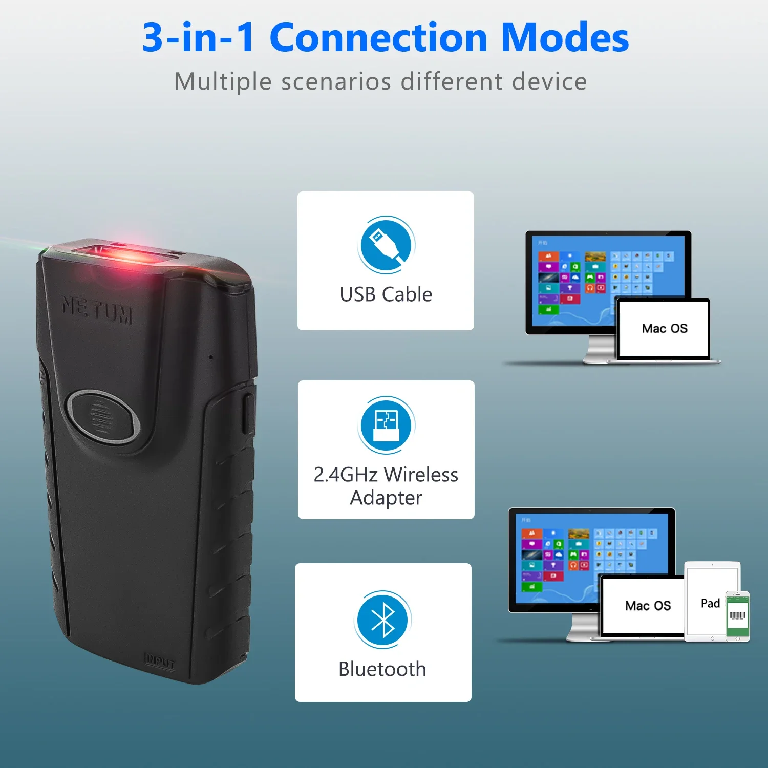 Lector de códigos QR Netum E80 - Barcode Scanner Wireless reseña y precio